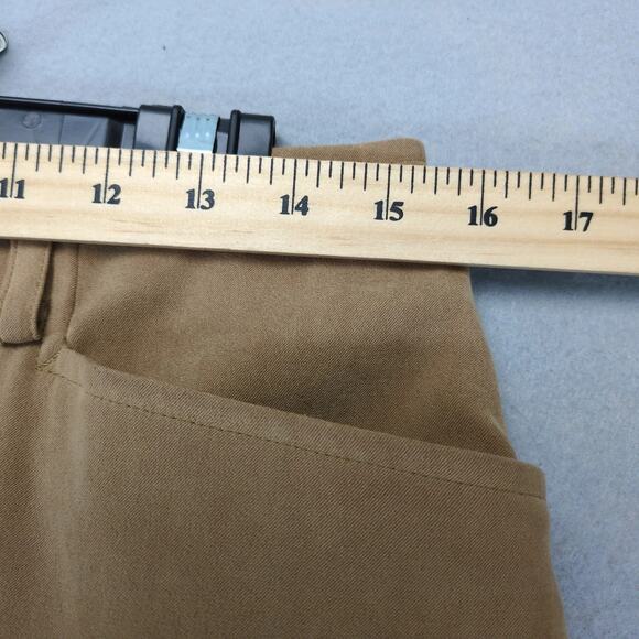 Liz Claiborne Sport Tan Faux Suede Pencil Midi Skirt Sz 12 31" W 15" Front Slit - Picture 7 of 10